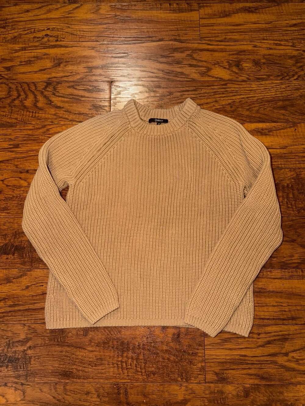 Quince Fisherman Sweater Size S Camel Organic Cotton Crewneck